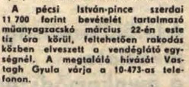 Közlemény a Dunántúli Naplóban, 1989. március 24.